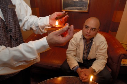 Italy, cruise aboard the Silvershadow ship of the company Silversea, in the cigar lounge