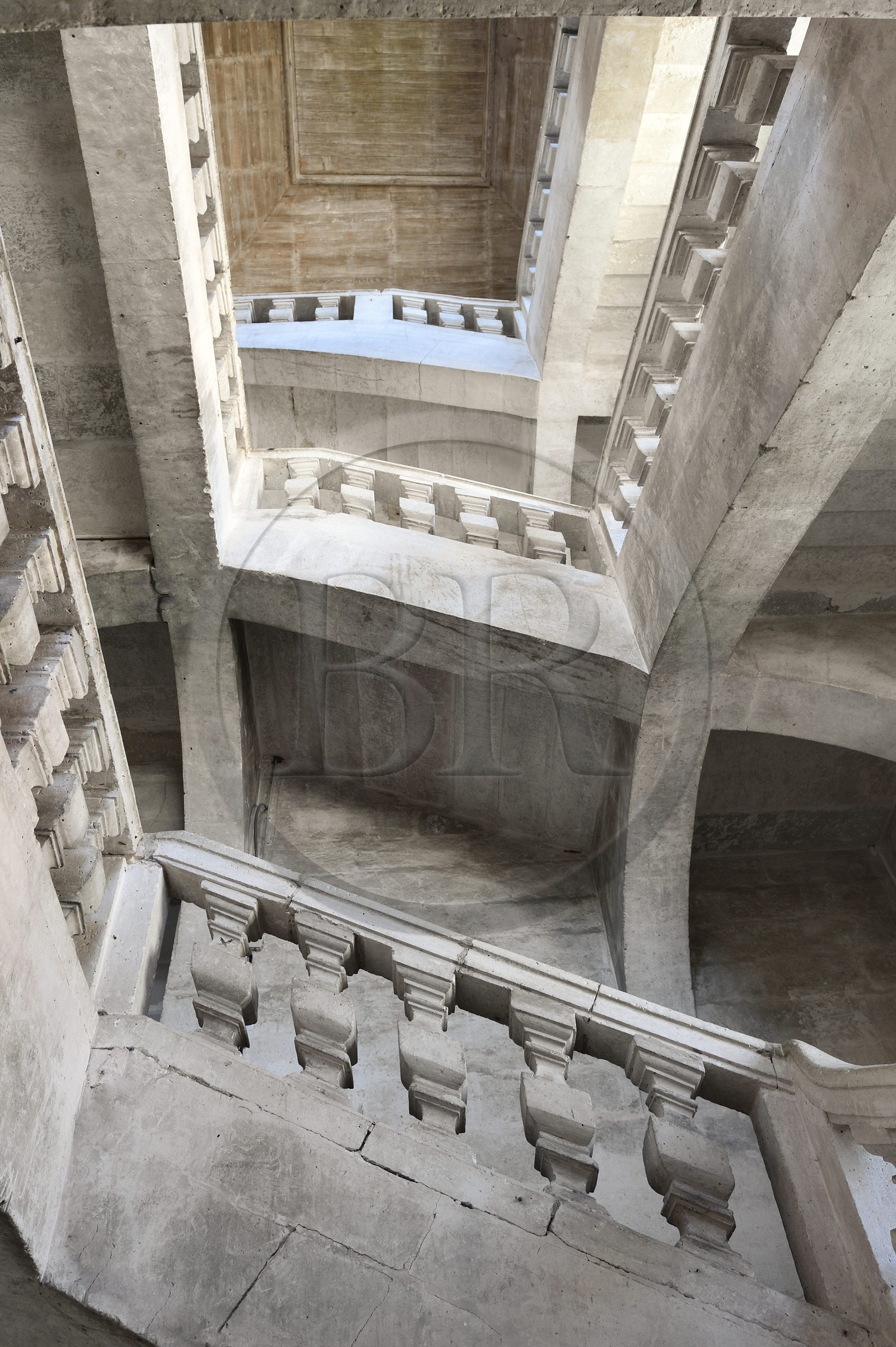 France, Dordogne, Brantome, Saint Pierre benedictine abbey, the Vauban staircase