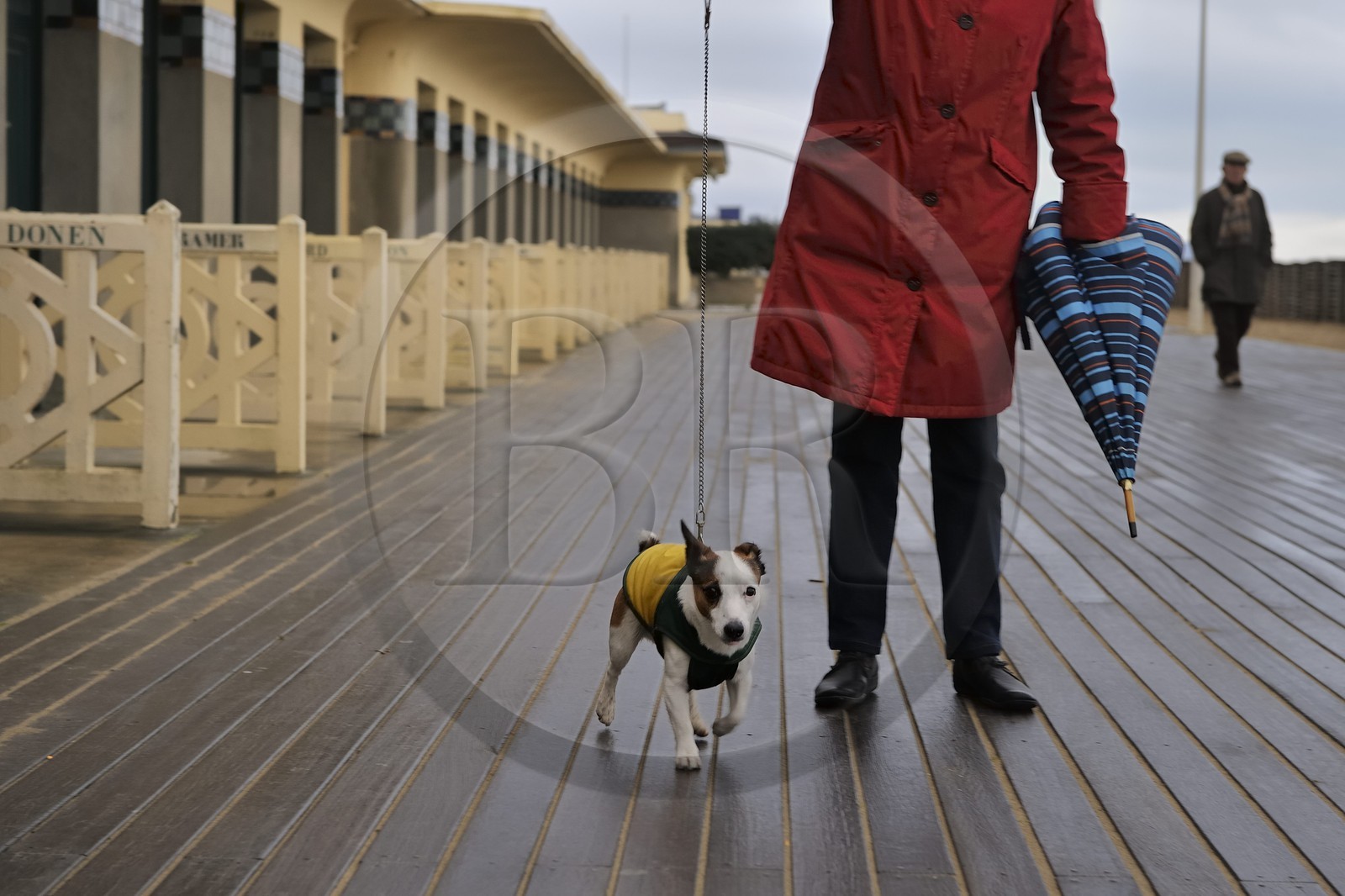 France, Calvados (14), Pays d'Auge, Deauville, les célèbres Planches sur la plage