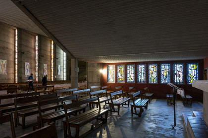 France, Loire-Atlantique, Saint-Nazaire, the church of Sainte-Anne dating from the reconstruction of the city, stained glass windows by the artist and lyricist Serge Rezvani