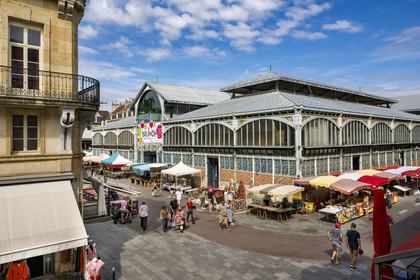 France, Côte-d'Or (21), Dijon, zone classée Patrimoine Mondial de l'UNESCO, les halles centrales, marché couvert