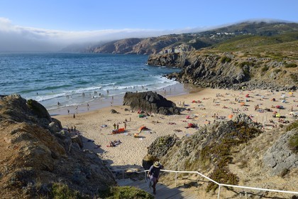 Portugal, Lisbon Region, Cascais, small wild beach of Abano north of Guincho beach on the Estoril Coast