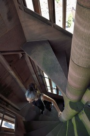France, Bas-Rhin (67), Strasbourg, vieille ville classée au Patrimoine Mondial de l'UNESCO, la cathédrale Notre-Dame, un des quatres escaliers à vis appelées les Vier Schnecken (quatre escargots) qui entourent la tour octogonale, cette seule quatrième tourelle possède des escaliers à vis gémellées permettant à deux visiteurs de monter au même niveau sans se voir mais un des escaliers s’arrête net dans le vide en chemin et la montée reprend en vis unique