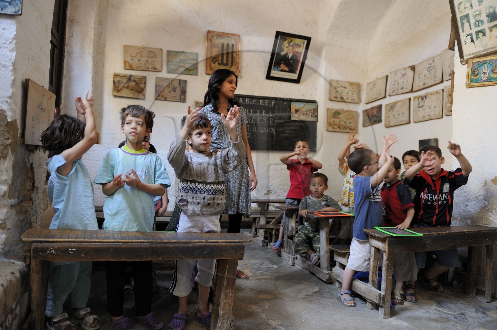 Maroc, Moyen Atlas, Fès, ville impériale, médina classée Patrimoine Mondial de l'UNESCO, Fès el Bali, quartier des Andalous, école primaire