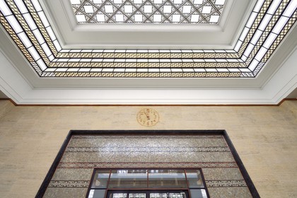 Morocco, Casablanca, banque Al Magrib on Mohammed V square at the corner of avenue Hassan II, architect Edmond Brion (1937)