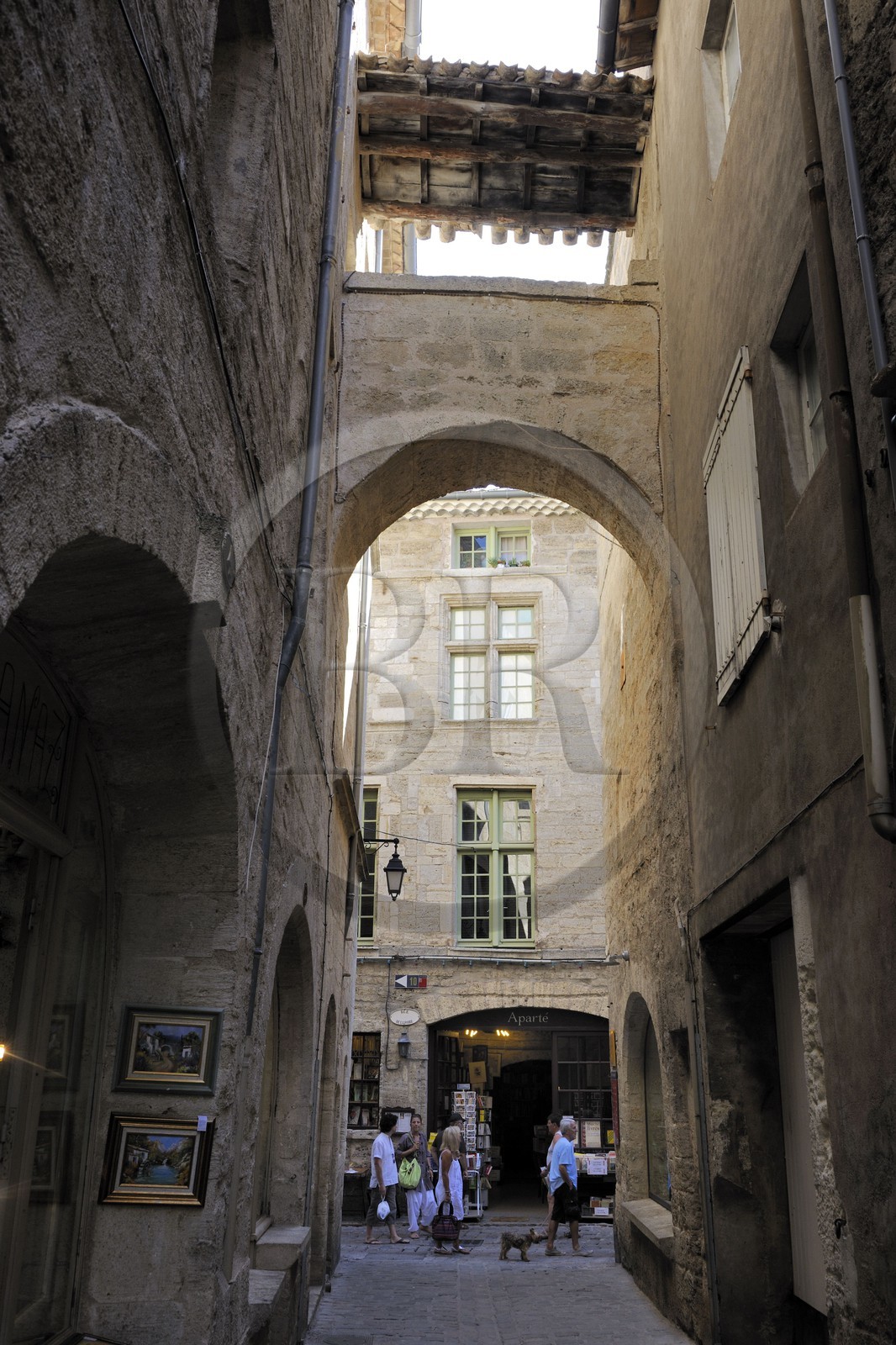 France, Herault, Pezenas, old city, bridge from the Carion-Nizas mansion