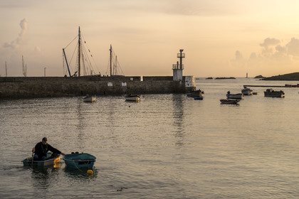 France, Finistère, Iroise Sea, Molene Island, the port early morning