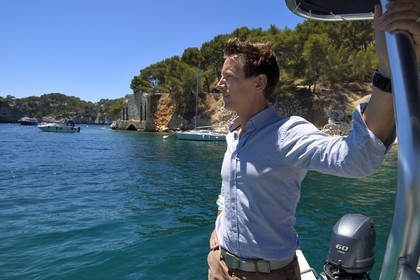 France, Bouches-du-Rhône (13), Cassis, Parc national des Calanques, Calanque de Port-Miou, Pascal Seillier directeur de la zone de mouillage de Port-Miou