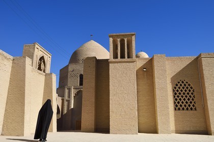 Iran, Province d'Ispahan, désert du Dasht-e Kavir, ville de Nain ou Na'in, la mosquée Jameh de style Khorasani est l'une des plus anciennes (9ème siècle) en Iran et encore en activité aujourd'hui, badgir ou tour du vent au centre