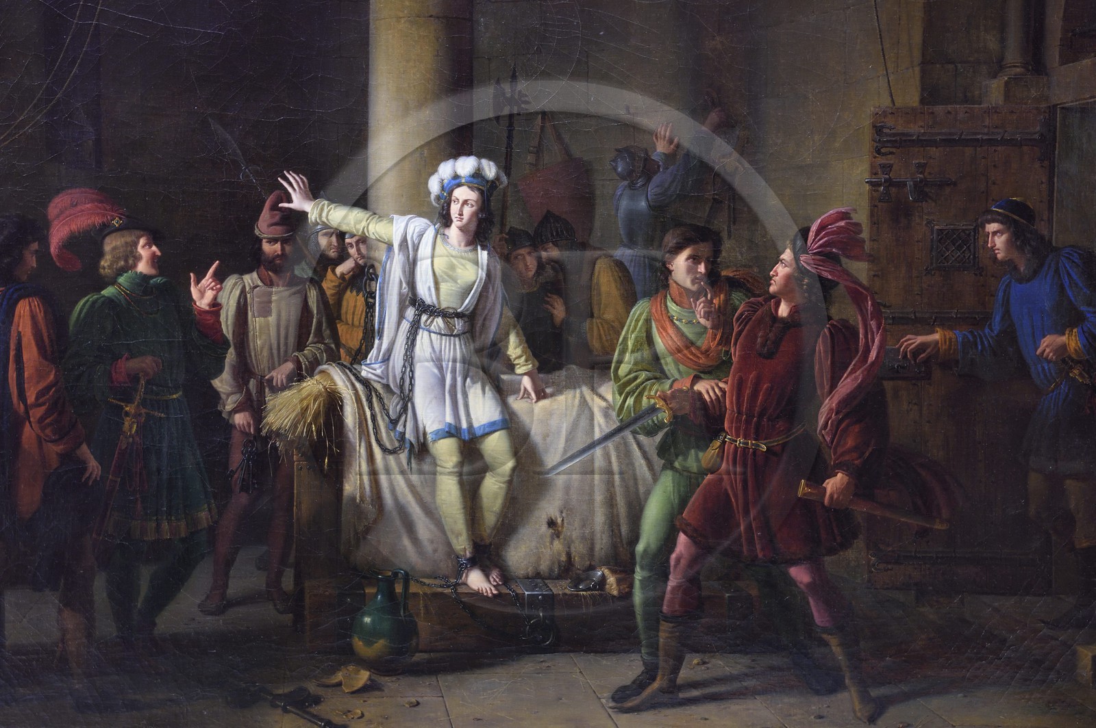 France, Seine Maritime, Rouen, Fine Arts museum, painting Joan of Arc trapped in Rouen by Pierre-Henri Revoil, 1819 (detail)