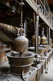 France, Finistere, Morlaix, engine room, grinders for cut tobacco to make snuff (1870)