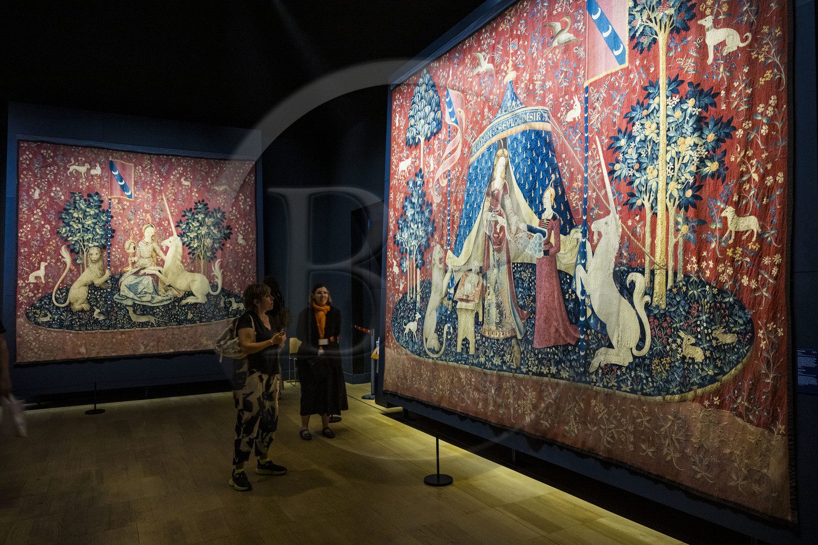 France, Paris (75), Musée de Cluny - Musée national du Moyen-Age, tapisseries de la Dame à la Licorne appelée Mon seul Désir (un sixième sens le coeur ?), (vers 1500, laine et soie)