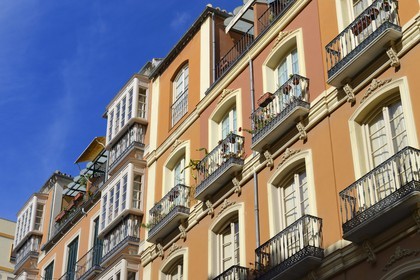 Espagne, Andalousie, Malaga, immeuble de la calle Sister