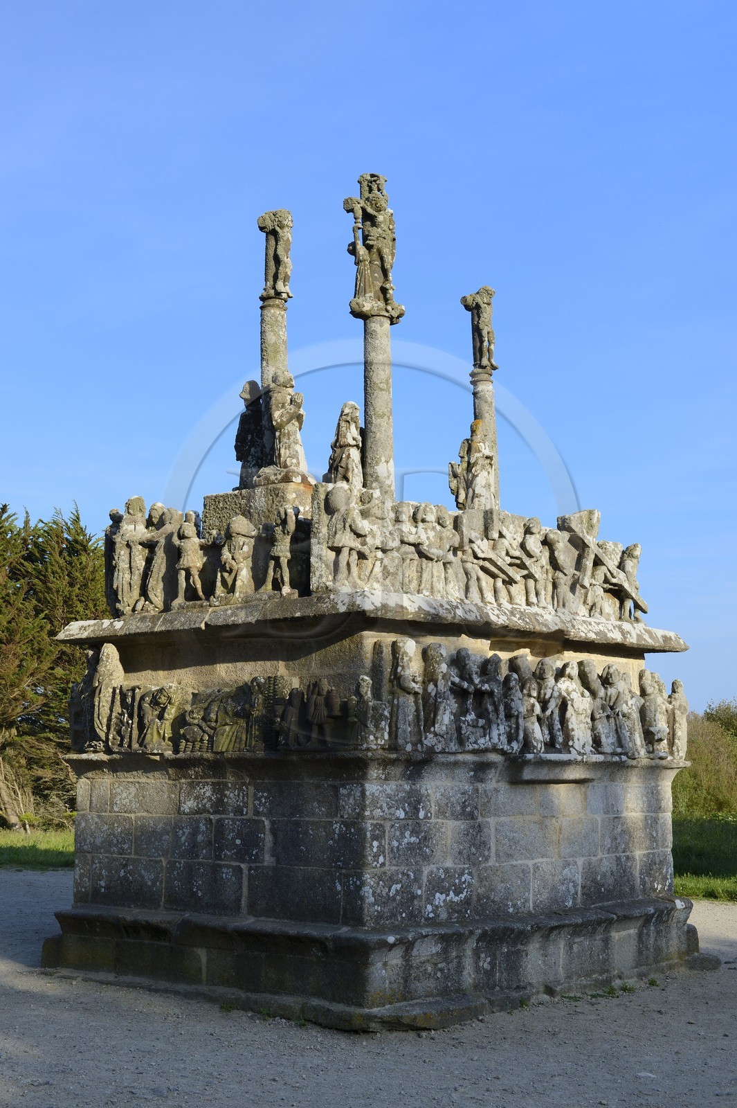 France, Finistère (29), , Saint-Jean-Trolimon, calvaire de la chapelle de Notre-Dame de Tronoën
