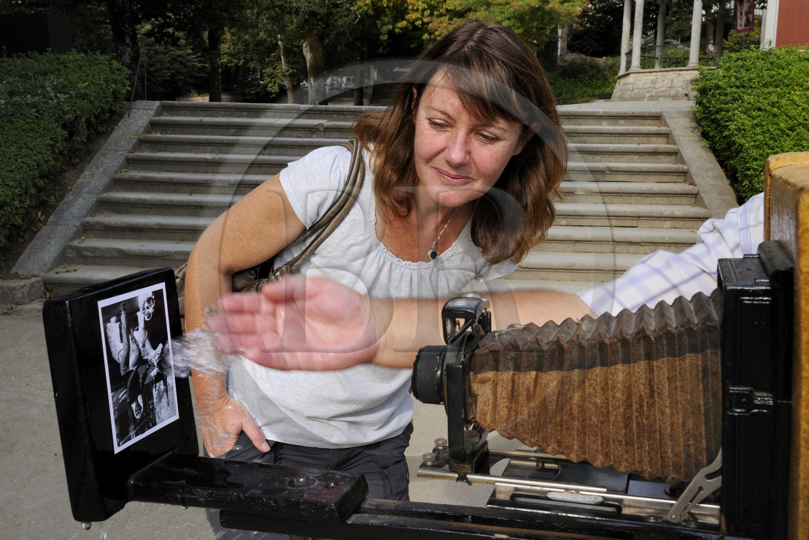 Portugal, région du Minho, Braga, le sanctuaire de Bom Jesus do Monte, Louis photographie les touristes et pelerins depuis 31 ans