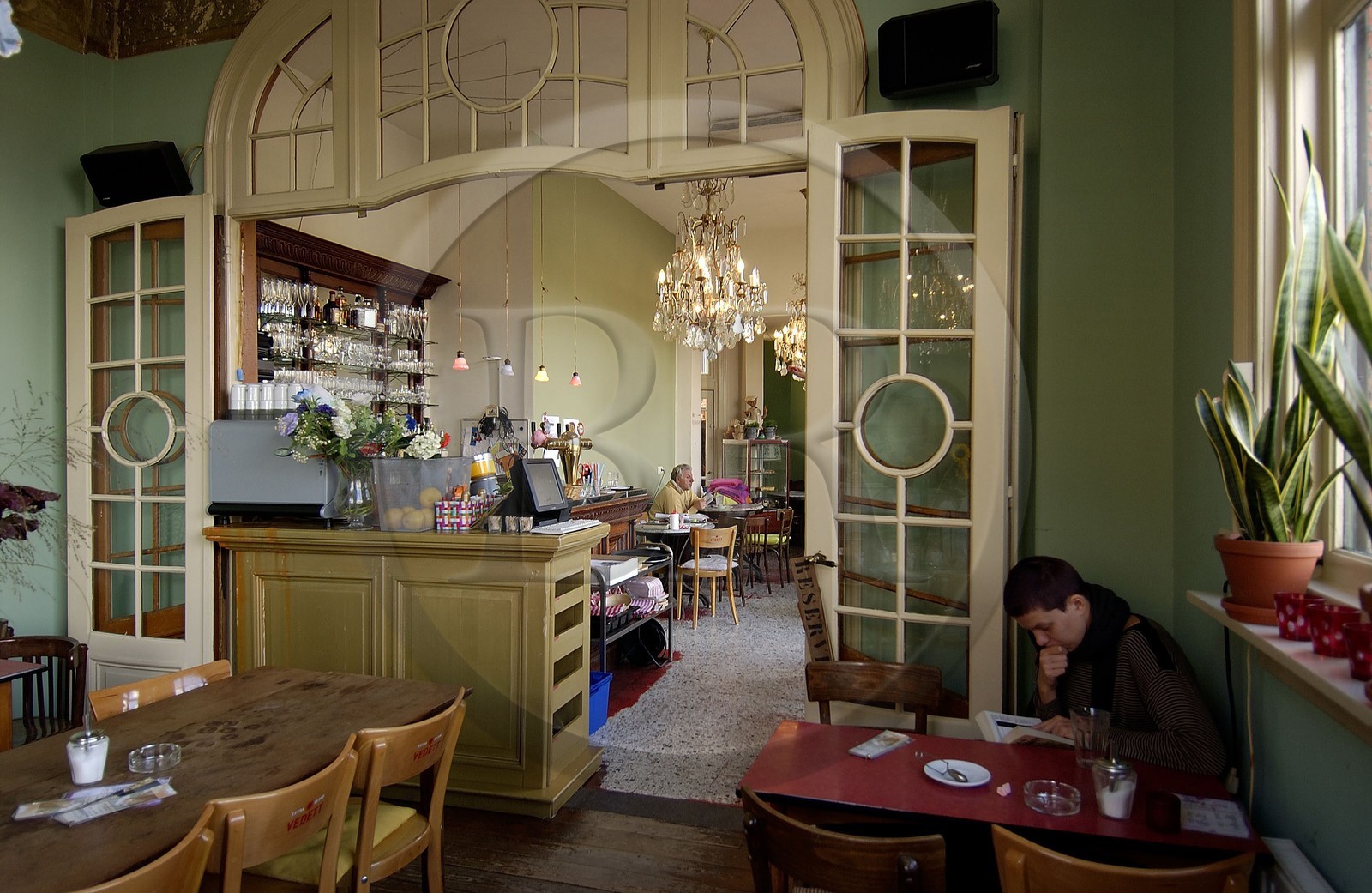 Belgium, Flanders, Antwerp (Antwerpen), cafe-restaurant in the Zurenborg area