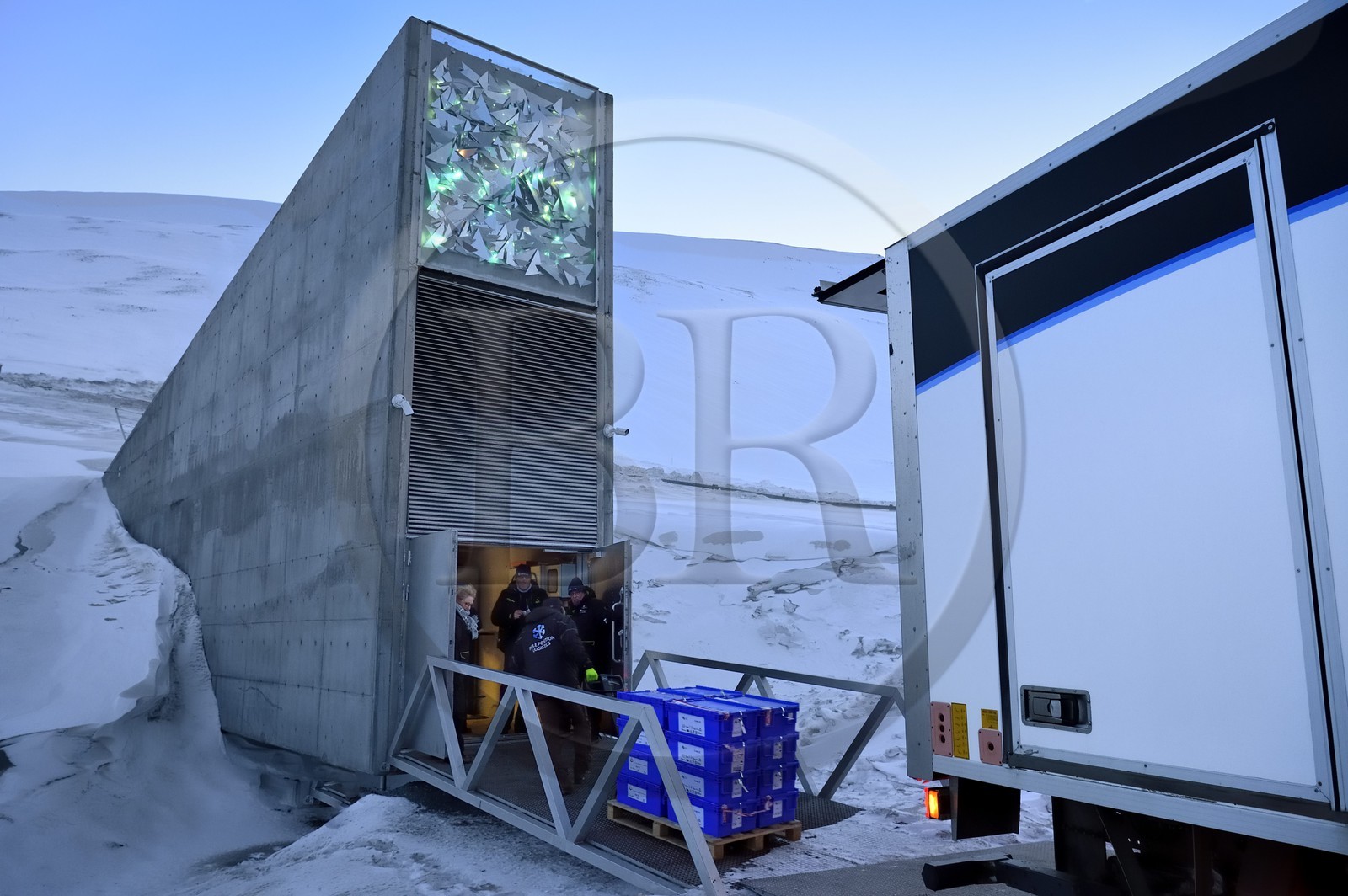 Norway, Svalbard, Spitzbergen, Longyearbyen, Svalbard Global Seed Vault (Seed Bank) provides a safety back-up for existing genebank collections, seed delivery by NordGen