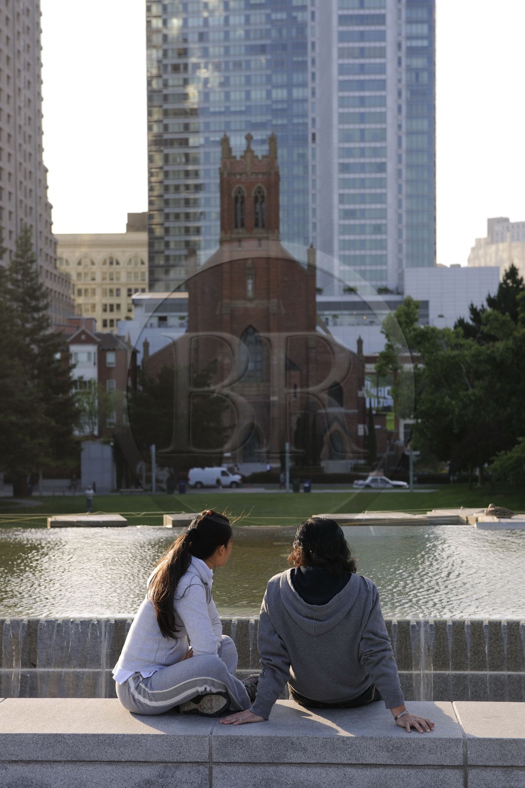 United States, California, San Francisco, the Yerba Buena Gardens in the district of South of Market and St Patrick church