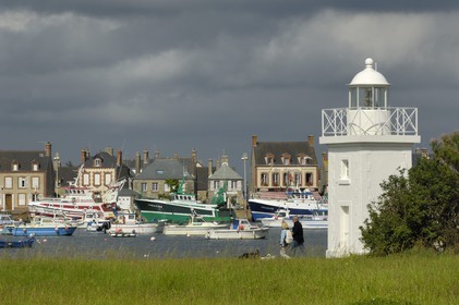 France, Manche, Val de Saire, Barfleur, labelled Les Plus Beaux Villages de France (The Most Beautiful Villages of France), port at high tide