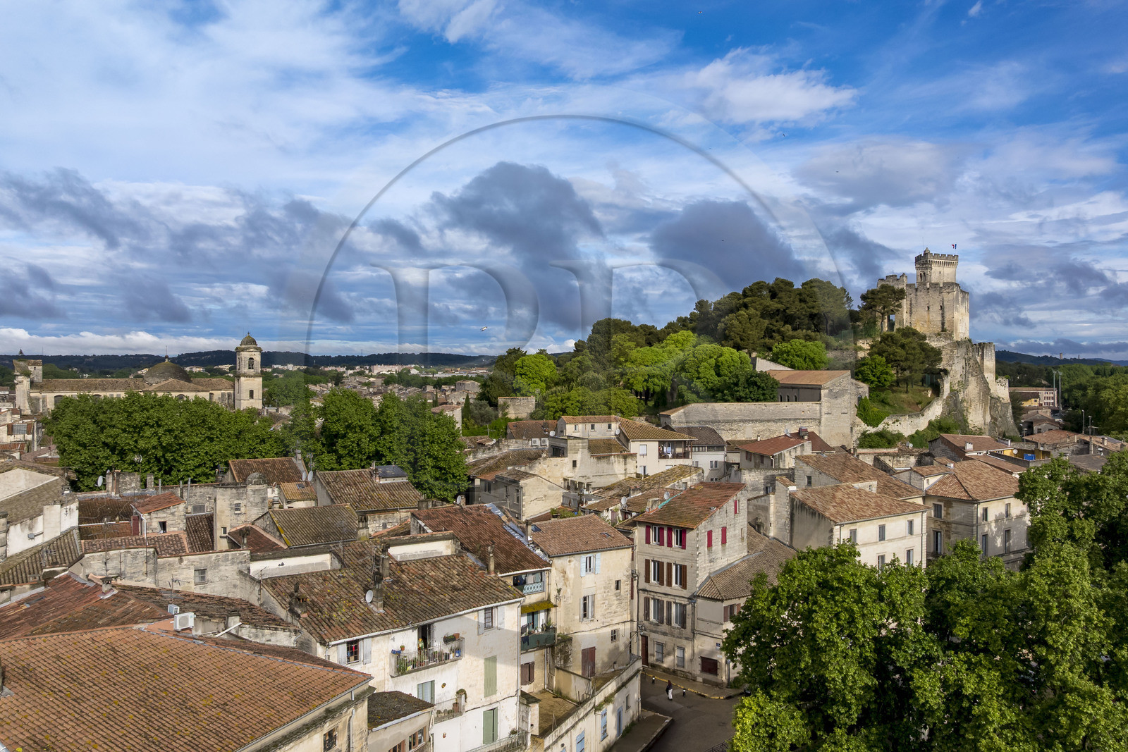 France (30), Gard, Beaucaire, le chateau de Beaucaire (vue aérienne)