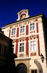 République Tchèque, Prague, quartier de Staré Mesto, une façade de maison dans la rue M. Stupartska