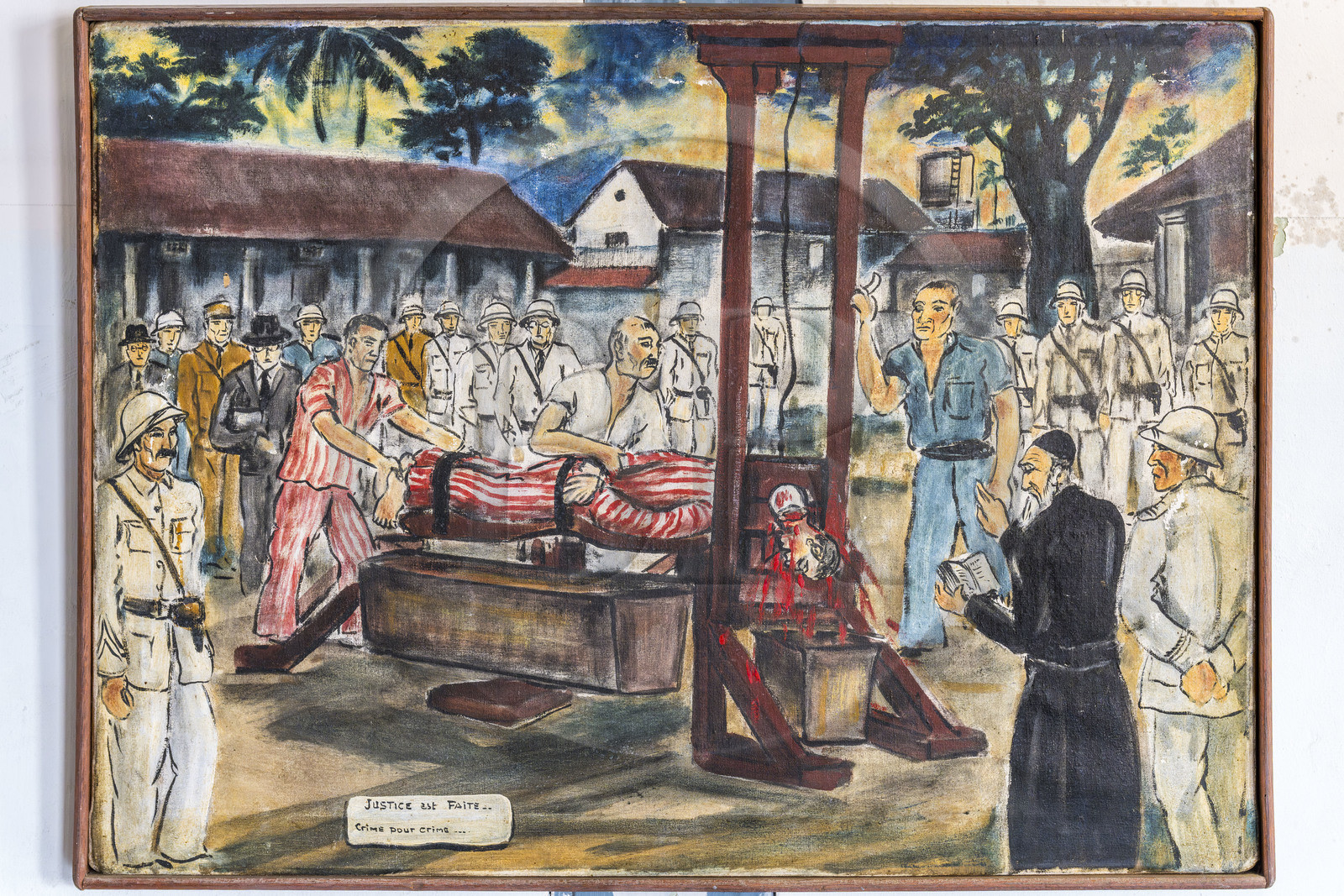 France, Guyane, Cayenne, musée départemental Alexandre-Franconie, peintures réalisées par un bagnard, Francis Lagrange dit Flag, condamné pour escroquerie et faux monnayage mais qui était aussi faussaire et artiste, elles retracent la vie (et le mort) au bagne