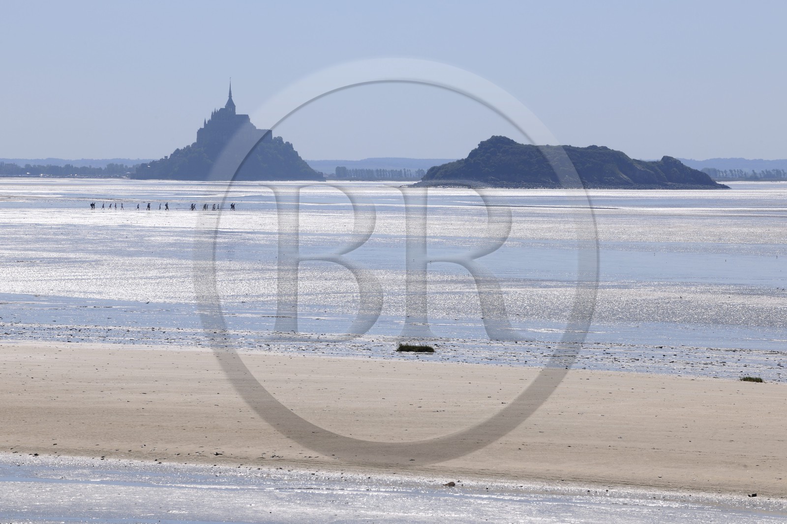 France, Manche (50), Baie du Mont-Saint-Michel, le Mont et l'ile de Tombelaine depuis le Bec d'Andaine