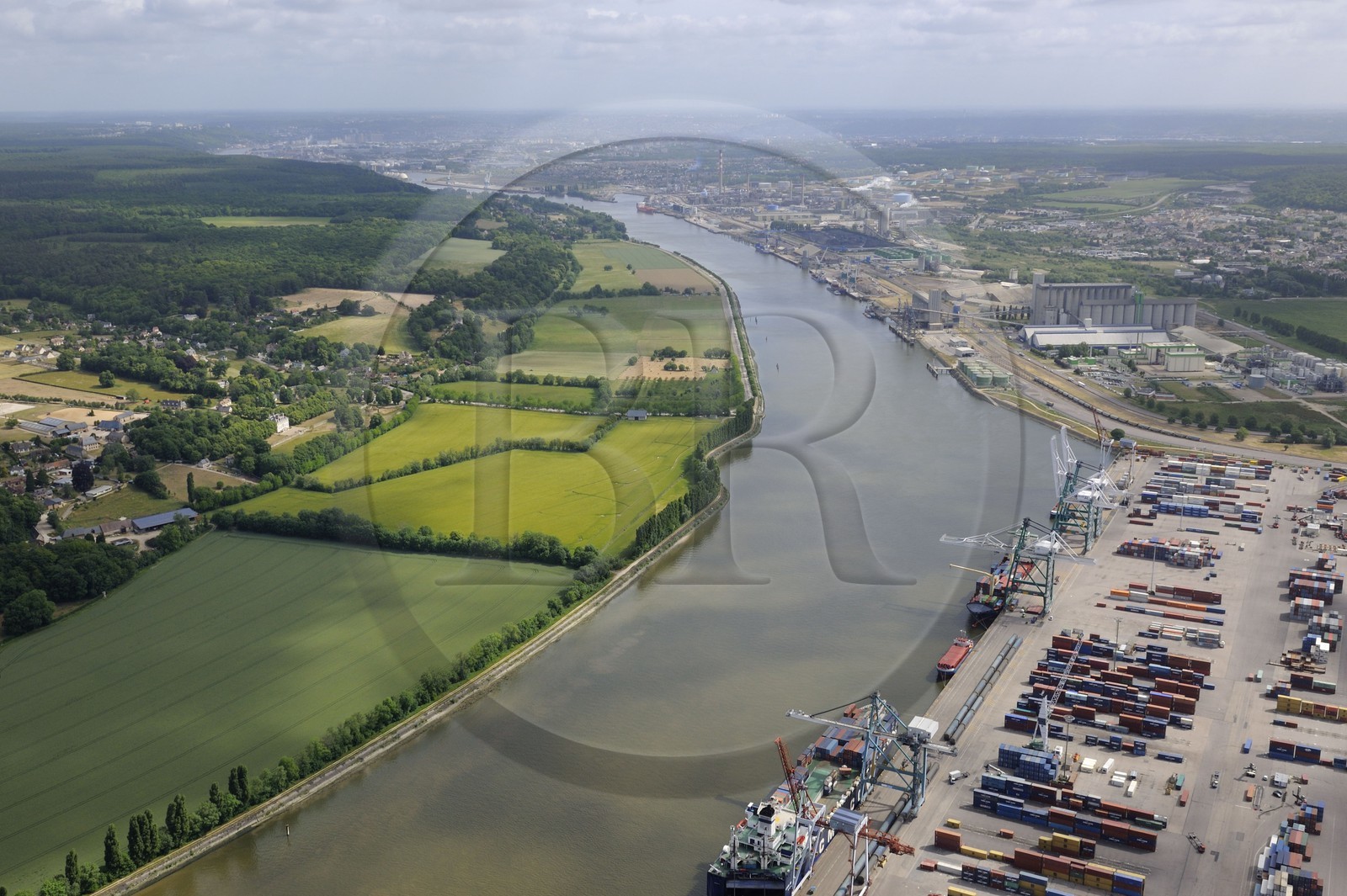 France, Seine-Maritime, the Grand Port Maritime de Rouen (Port of Rouen) at Grand-Couronne (aerial view