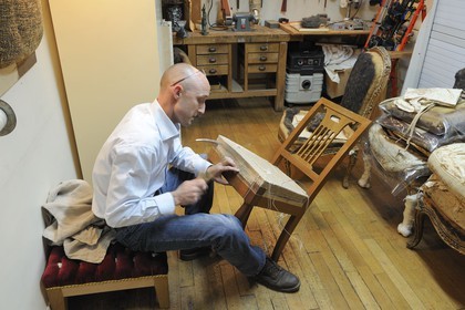 France, Yvelines, Chateau de Versailles, the castle restoration workshop, tapestry workshop, Jerome Lebouc