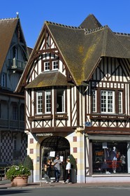 France, Calvados, Pays d'Auge, Deauville, half timbering house of the department store Printemps