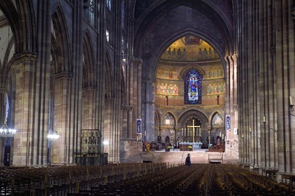 France, Bas Rhin, Strasbourg, old town listed as World Heritage by UNESCO, Notre Dame Cathedral, the nave and the Romanesque choir