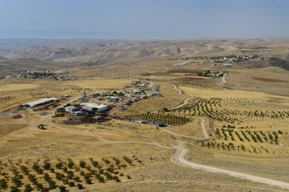 Israel, West Bank, Bethlehem region, the Israeli settlement and a communal settlement Kfar Eldad overlooking the Judean desert