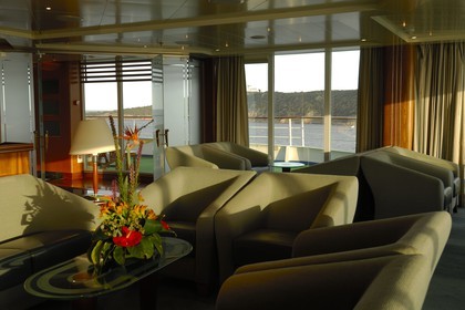 France, Corse, Porto Vechio Bay, cruise aboard the Silvershadow ship of the company Silversea, one of the lounges