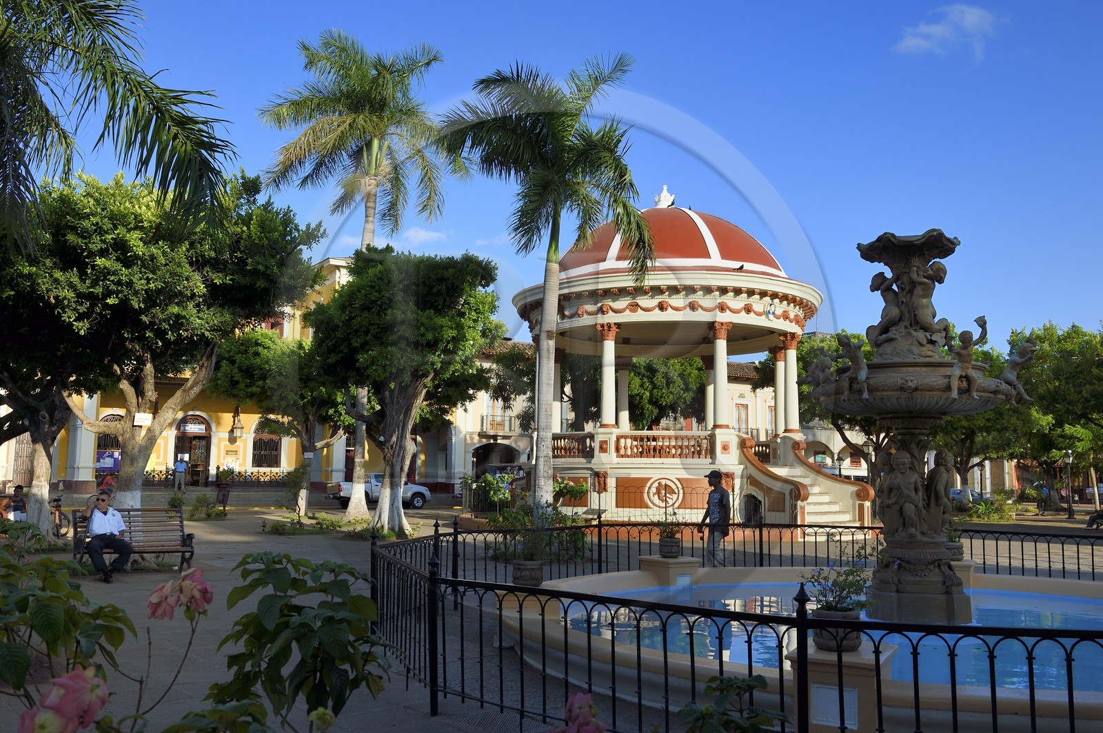 Nicaragua, Granada, bandstand on parque Central (Parque Colon)