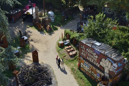 France, Rhone, Saint-Romain-au-Mont-d'Or, the Abode of Chaos (la Demeure du Chaos), the artwork is based around the endless transformation of the artist Thierry Ehrmann's 17th century home into a replica war zone at the image of this world
