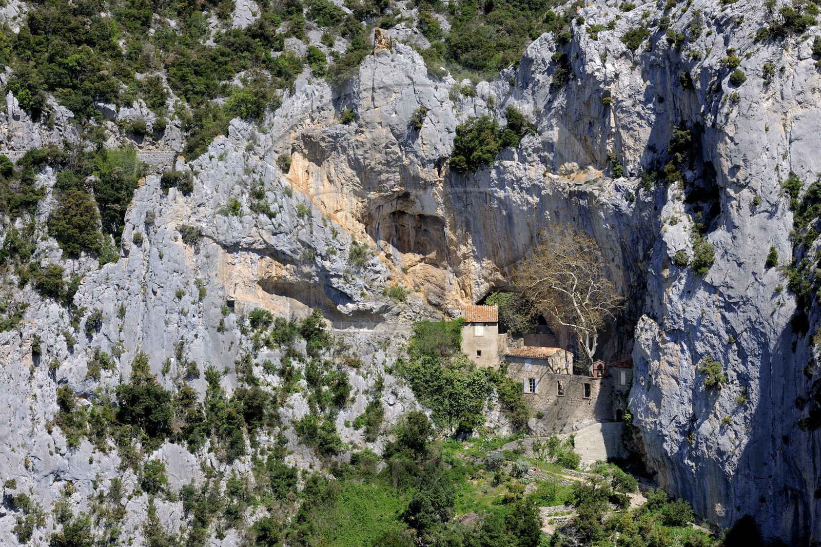 France, Pyrenees Orientales, Gorges de Galamus, Saint Antoine of Galamus hermitage