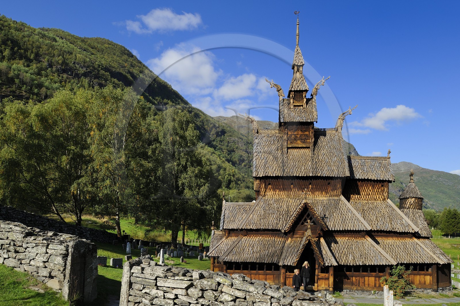 Norway, Sogn Og Fjordane County, Borgund, wooden stave church called stavkirker or stavkirke built in 1130 with pre-Christian viking motifs