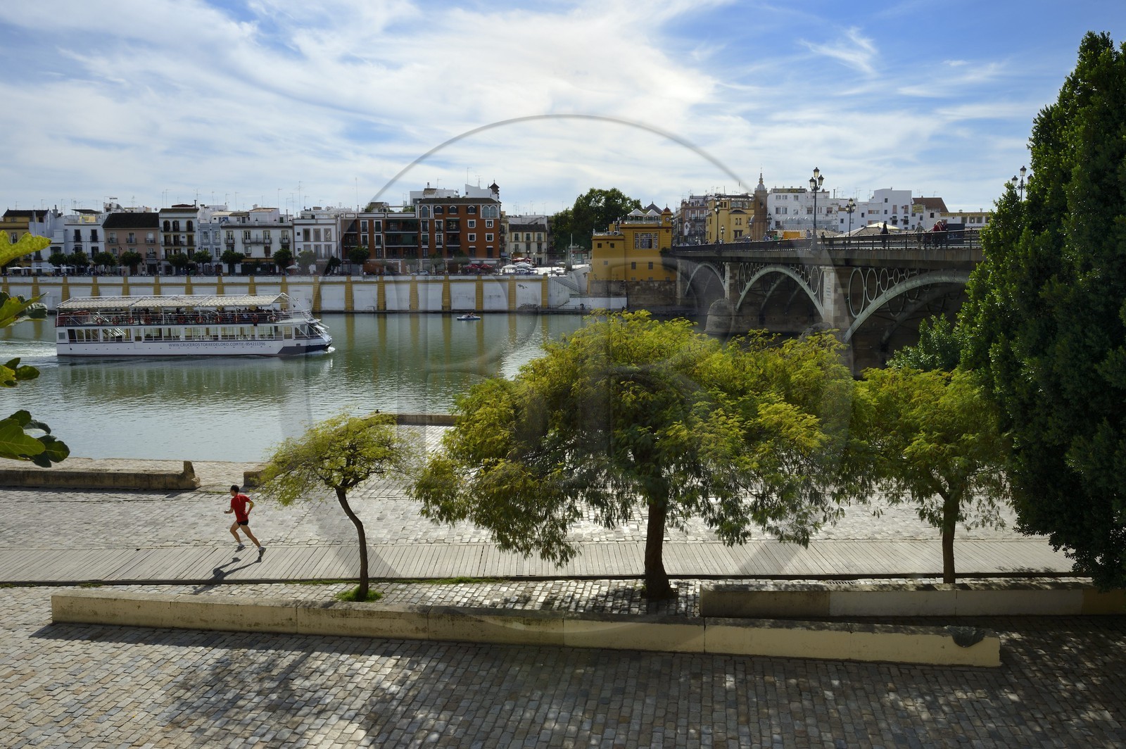 Spain, Andalusia, Seville, Guadalquivir river Banks, Triana in the background
