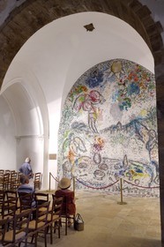 France, Var, the Dracenie, Les Arcs-sur-Argens, Sainte Roseline chapel and abbey church of the former La Celle-Roubaud monastery, large wall mosaic created in 1975 by Marc Chagall representing The Angels Meal
