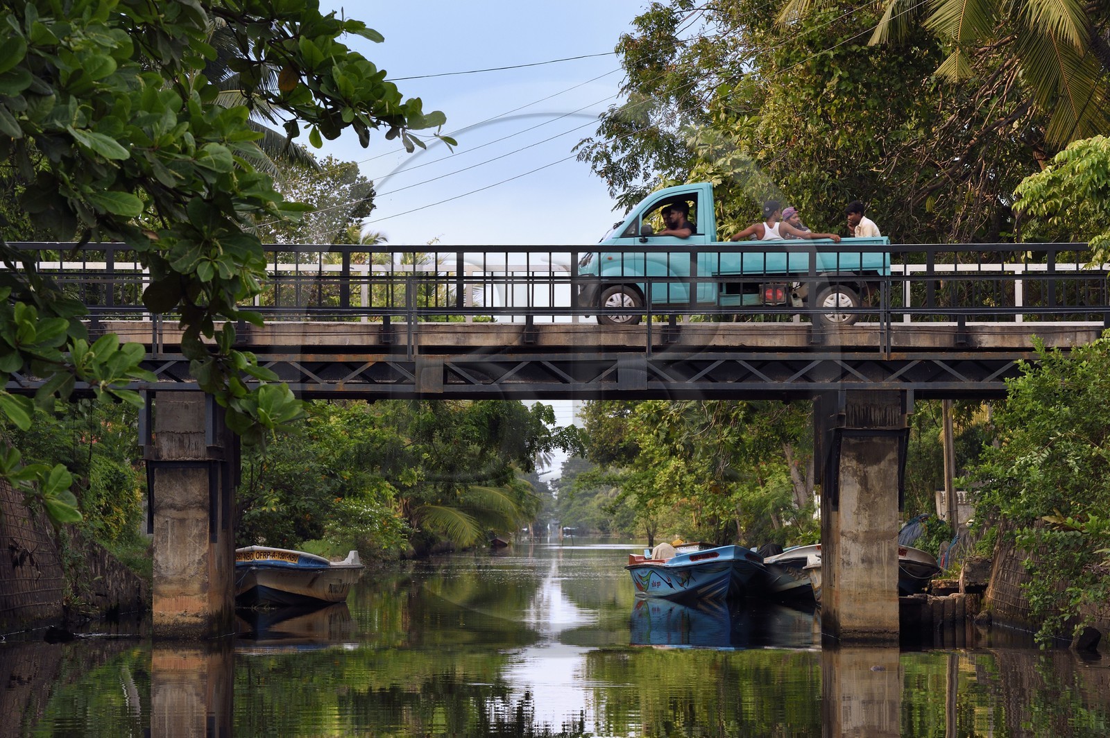Sri Lanka, Province de l'Ouest, canal hollandais (Hamilton Canal) entre Colombo et Negombo vers Uswetakeiyawa
