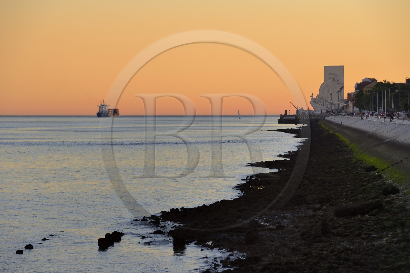 Portugal, Lisbon, Belem District, Padrao dos Descobrimentos (Monument to the Discoveries) dated 1960 at the mouth of the Tagus River