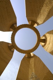 Egypt, Upper Egypt, Nile Valley, Aswan, Aswan High Dam on the Nile, the Lotus Flower Tower built to mark friendship with the Soviet Union