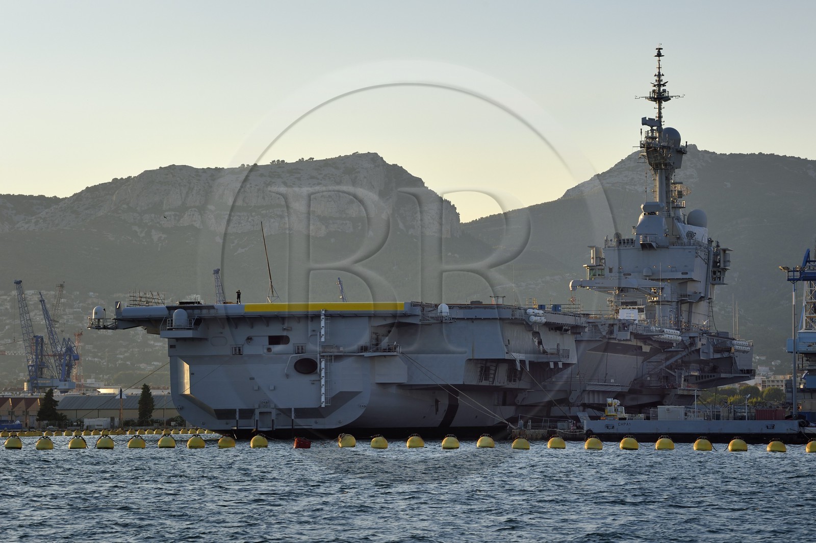 France, Var, Toulon, the naval base (Arsenal), the Charles de Gaulle nuclear-powered aircraft carrier on mid-life renovation