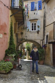 France, Alpes-Maritimes, Coaraze, labelled Les Plus Beaux Villages de France (The Most Beautiful Villages of France), Roger Moulinier living since 1985 in the village
