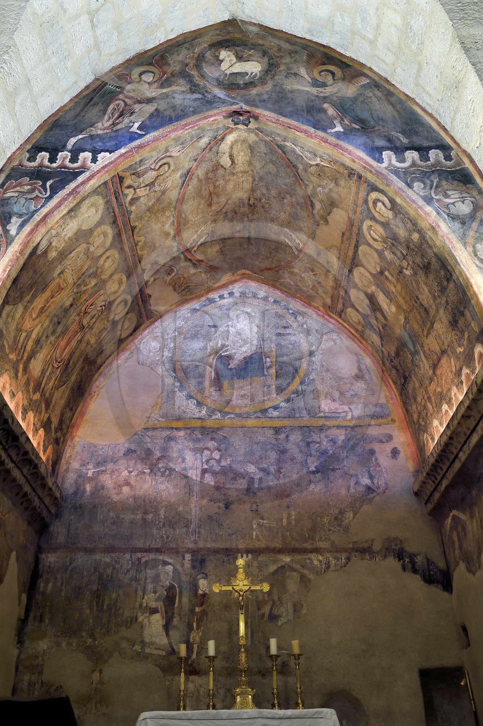 France, Haute Loire, Le Puy en Velay, Routes of Santiago de Compostela, the 12th century Our Lady (Notre-Dame-de-l'Annunciation) cathedral listed as World heritage by UNESCO, Saint-Martin underground side chapel under the porch