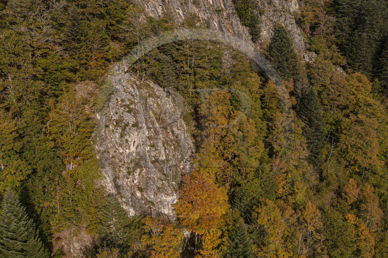 France, Vosges, Le Valtin, hike to a place called Les Roches which overlooks the Valtin valley in the upper valley of the Meurthe (aerial view)
