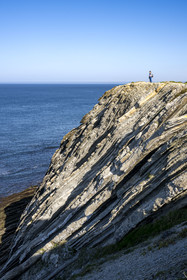 France, Pyrenees Atlantiques, Basque Country coast, the Basque Corniche, Urrugne, the Atlantic coast towards Socoa, flysch cliffs