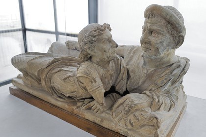 Italie, Toscane, Val di Cecina, Volterra, Museo Etrusco Guarnacci (Musée Etrusque Guarnacci), urne des vieux époux (Urna depli sposi)