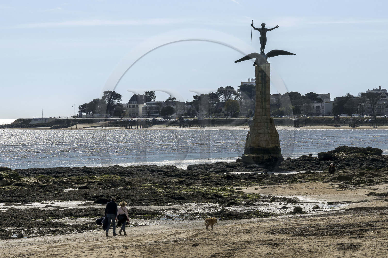 France, Loire-Atlantique (44), Estuaire de la Loire, Saint-Nazaire, la Grande plage, Monument Americain appelé Sammy édifié en mémoire du débarquement américain du 26 juin 1917 à Saint-Nazaire sur le front de mer