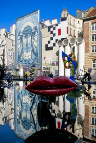 France, Paris, Les Halles Beaubourg district, the Stravinsky fountain by Jean Tinguely and Niki de Saint Phalle
